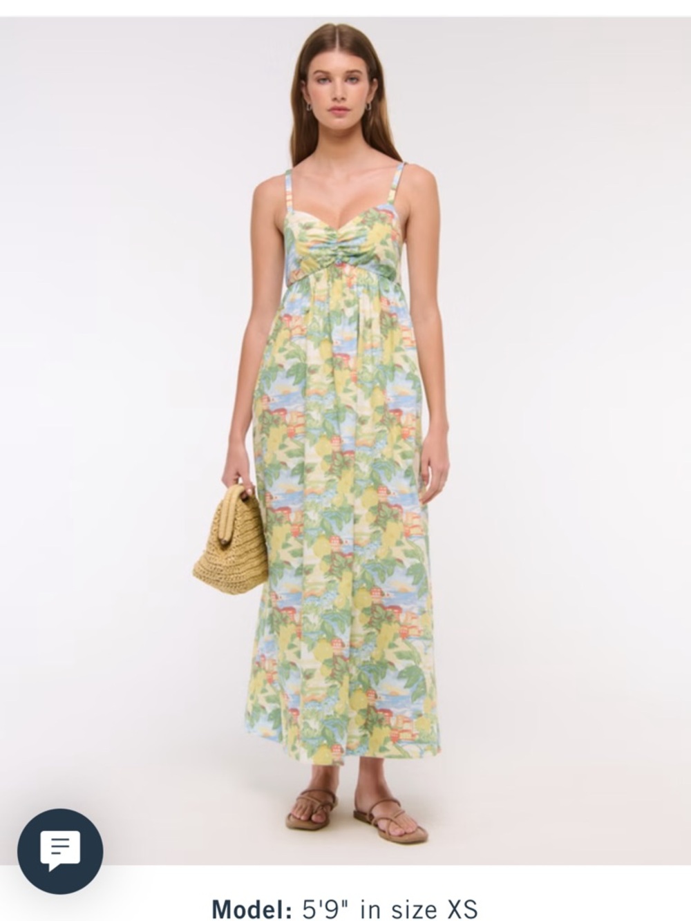 Abercrombie & Fitch Pastel Yellow & Green Tropical Print Maxi Dress